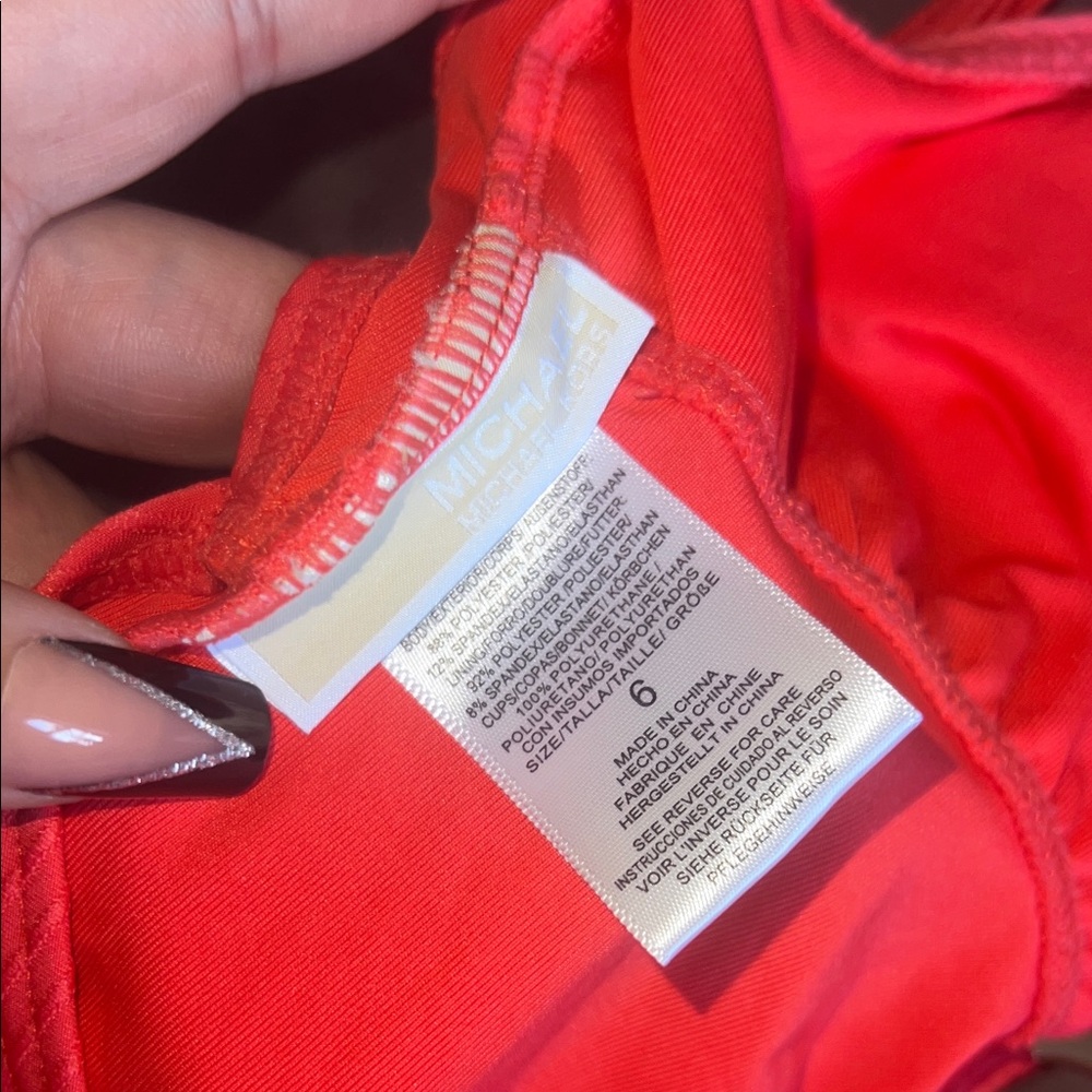 MICHAEL Michael Kors Bright Red Halter One-Piece Swimsuit - Picture 2 of 4